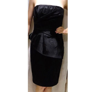 Sexy Prom Size 2 Little Black Dress Peplum Strapless Gorgeous Vintage WHBM